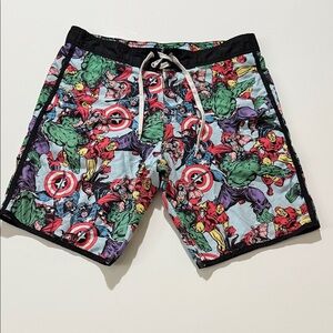 Marvel Comic's Avengers Super Hero Men Swim Trunks Shorts Pockets Size M